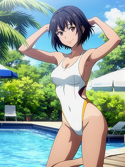 Poolside Tan Line Fun with One Steamy Hentai Bather