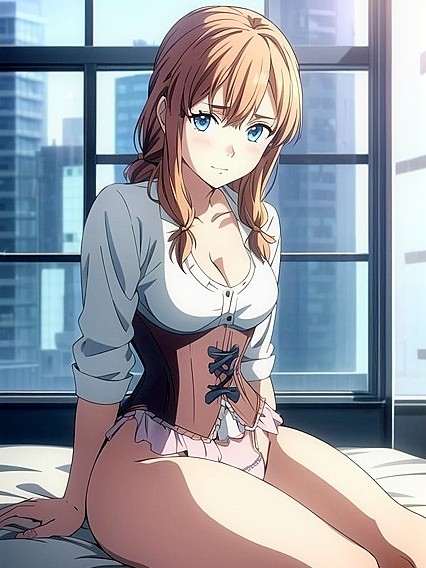 Braided Beauty Gets Wild in the Bedroom with Blue Hentai AI Image