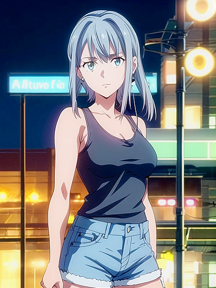 Nighttime Cityscape in Front View for Intense Hentai Pleasure
