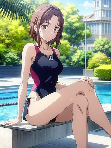 Sitting Down with Spread Legs, Looking at You in This Sexy Hentai AI Image