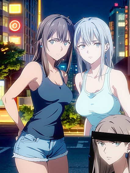 City Nights - Light Brown Beauty Under Neon Lights in Steamy Hentai AI Image