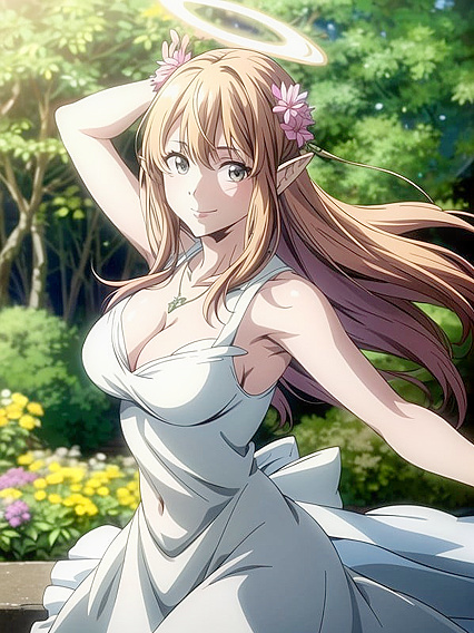 Angel Adorns Necklace and Laurel Crown for Seductive Hentai Pleasure