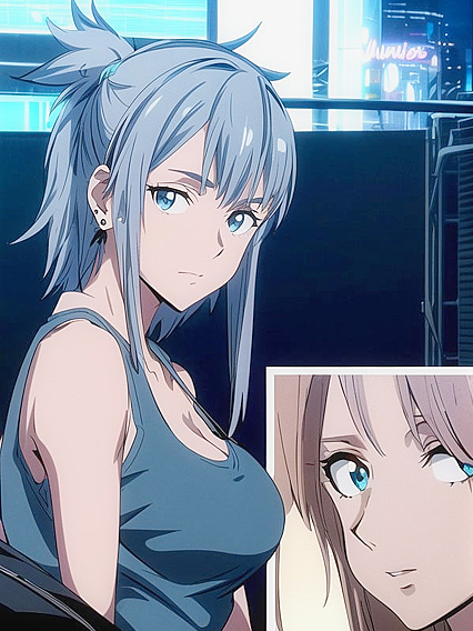 Nighttime Front View - Tight Top Temptress in Seductive Hentai AI Image