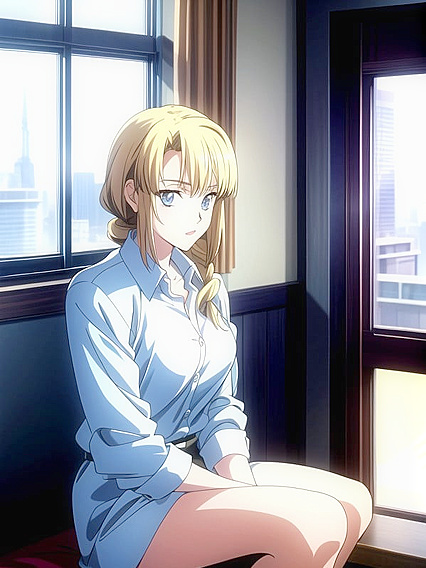 Blonde Blue-Eyed Beauty in Seductive Solo Hentai AI Image
