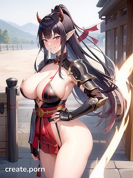 Large-Assed Chick with Raven Locks in Seductive Hentai AI Image