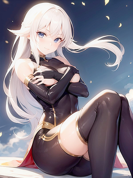 Intimate Cradling Pose in Seductive Hentai AI Image