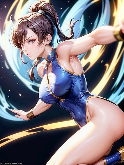 Chun Li from Street Fighter Poses Seductively in Fiery Hentai Wallpapers