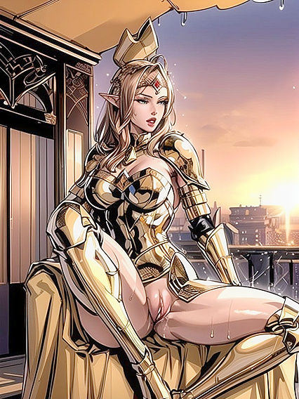 Bobcut Beauty Enjoying Creampie Bliss at Sunset in Hentai AI Image