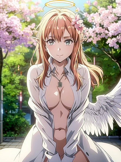 Angel Wears Necklace and Reveals All in Steamy Hentai AI Image