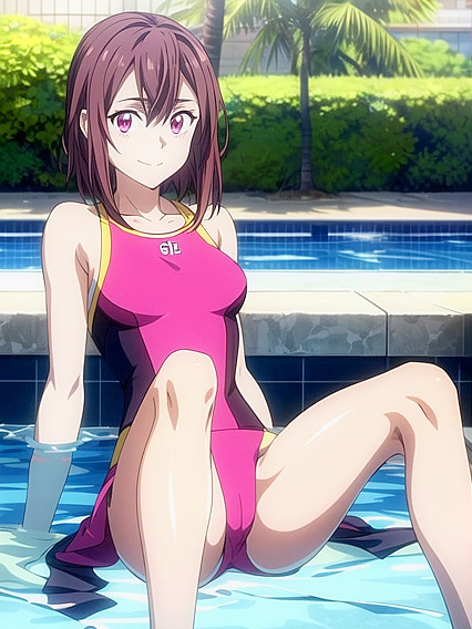 Pink Eyes Stare Intently at You in This Seductive Waist-Shot Hentai AI Image