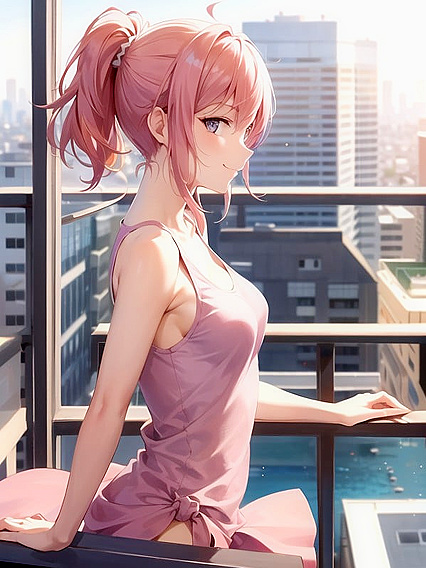 Happy Hentai Couple Enjoying Cityscape Views in Intimate Side Action