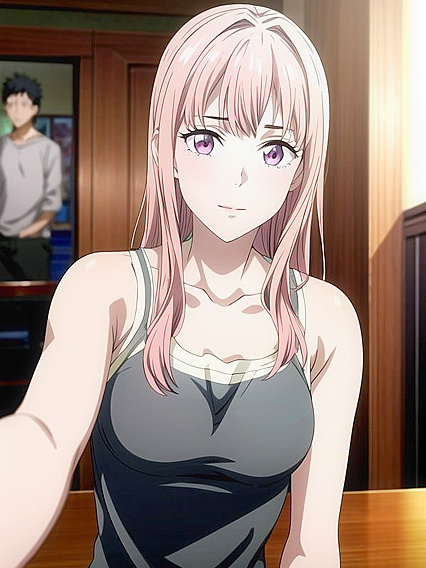 Selfie Angle Adventures - Pink's Intimate Screencaps in Seductive Hentai AI Image