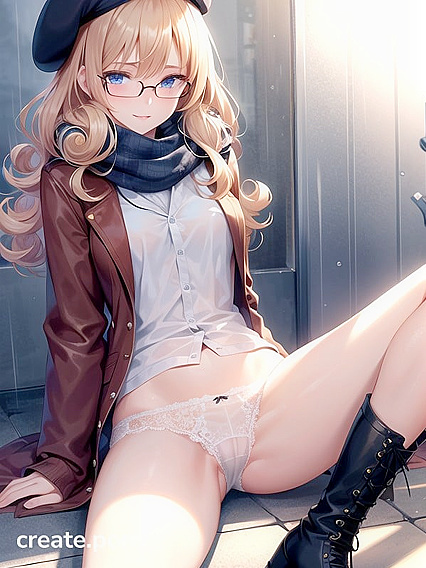 Blonde in Blue Beret Seduces You in Mesmerizing Hentai AI Image