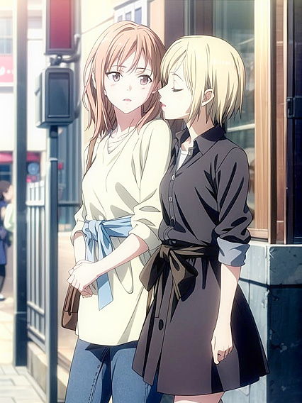 Passionate Kiss with Eyes Closed in Captivating Hentai Moments