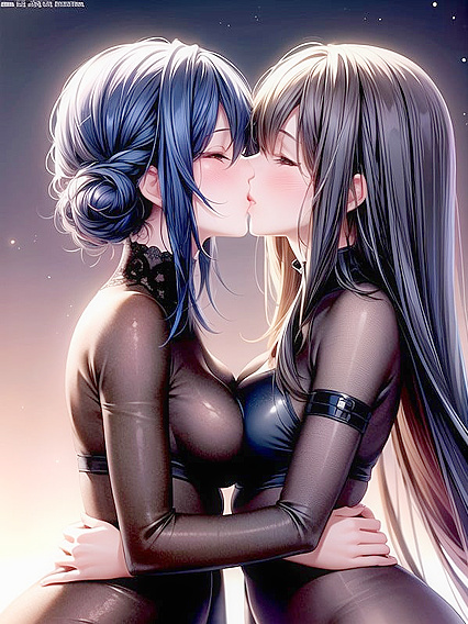 Lesbian Lovers Engage in Passionate Kissing Image inSTEAMY Hentai AI Image