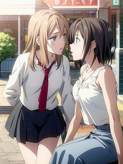 Intense Kiss and Waist Shot Action in Seductive Hentai AI Image