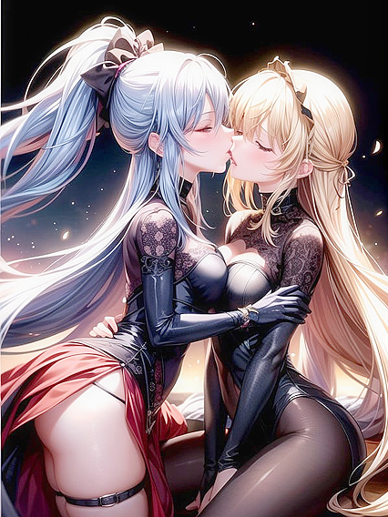 Eyes Closed Girl 18+s Lost in Pleasure on Wallpaper in Seductive Hentai AI Image