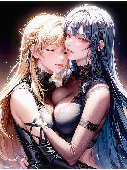 Girl 18+s with Closed Eyes Lost in Pleasure on Sensual Hentai Wallpapers