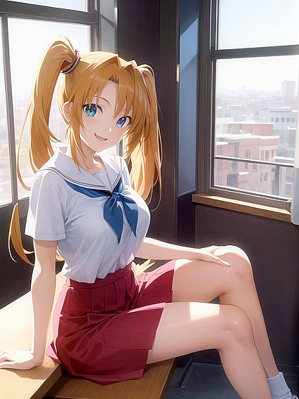 Pigtails Girl 18+ Enjoying Scenic Views in Absurdly Hot Hentai AI Image