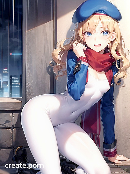 Glasses and Beret Clad Girl 18+ with Rounded Breasts in Seductive Hentai AI Image