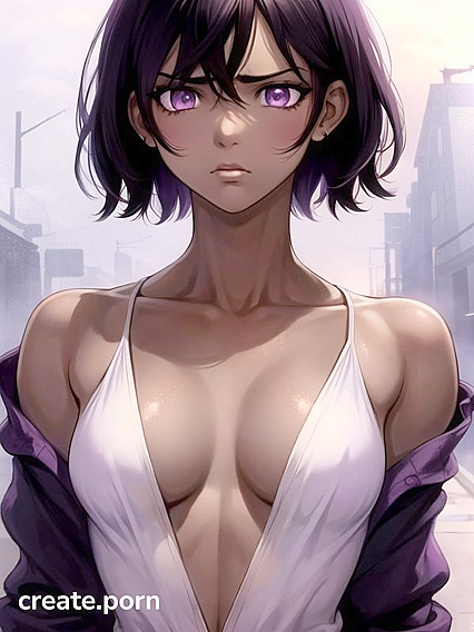 petite Brunette with Dark Brown Skin Seduces in Hentai AI Image