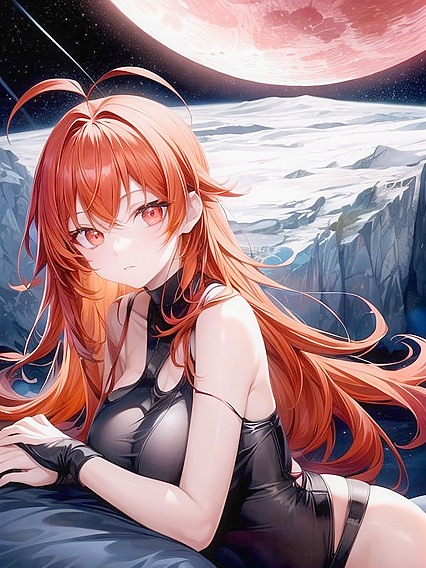 Pale-Skinned Beauty with Glowing Red Eyes in Soft Pastel Hentai Delight