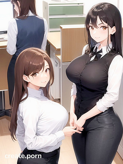 Safe-for-Work Fun - Office Chick in Brown Gets naughty in Hentai AI Image