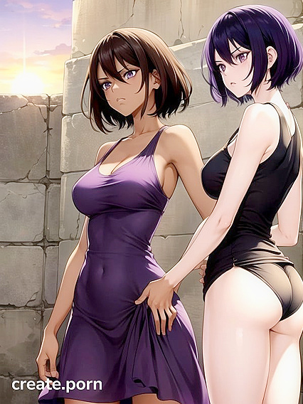 Sensual Dark-Skinned Beauty in Elegant Dress Takes Center Stage in Vibrant Hentai AI Image