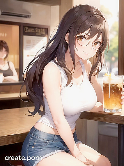 Happy Girl 18+ Sitting Down and Gazing at You in Seductive Hentai AI Image