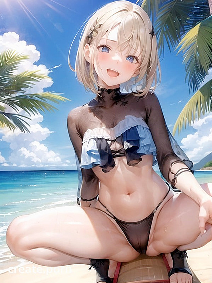 Naked Front View of a Seductive Anime Chick in Steamy Hentai AI Image