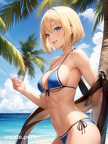Tan Line Temptation - Bobcut Babe in Seductive Hentai AI Image