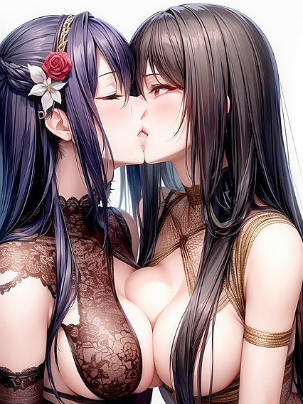 Insanely Detailed Hentai AI Porn - Kissing and Shibari Bound Girl 18+s