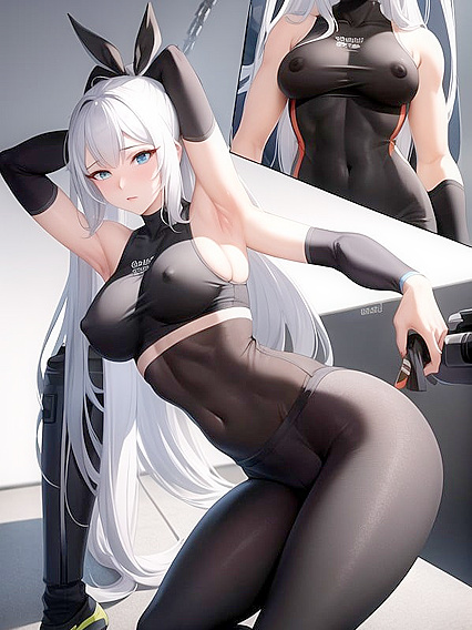 Noelle Silva Seductively Masturbates in Tight Leggings for Steamy Hentai AI Image