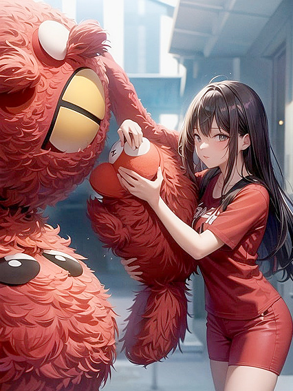Girl 18+ Hugs Elmo in Sexy Wallpaper for Intense Hentai Pleasure