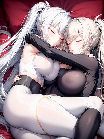 Two Girl 18+s Hugging Intensely with Hard Nipples in Ultra-Detailed Hentai AI Image