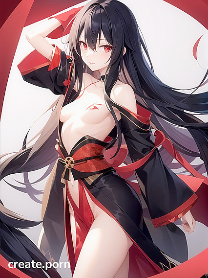 Skinny Girl 18+ in Kimono Shows Off Her Assets in Bottom-Up Hentai AI Image