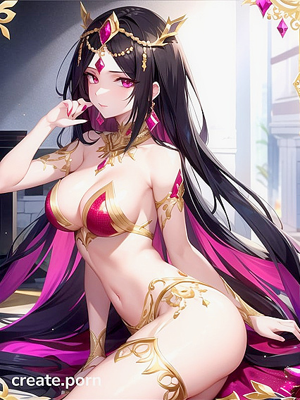 Sparkling Ruby Skin Gems in Seductive Hentai AI Image