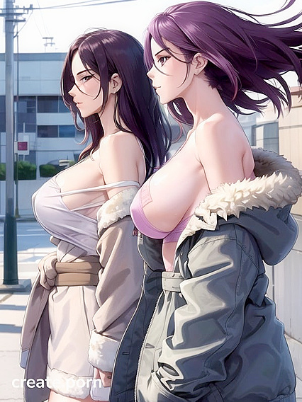 Sunny Strips Down in Vibrant Purple for Steamy Hentai AI Image