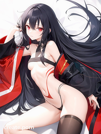 Bottom-Up View of Red-Eyed Beauty Wrapped in Seductive Bandages