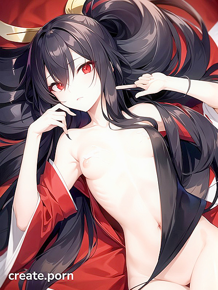 Long-Haired Beauty in Black Shows Off Her Best Bottom-Up Views in Hentai AI Image