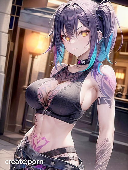 Tattooed Babe Shows Off Underboob in Steamy Hentai Wallpapers