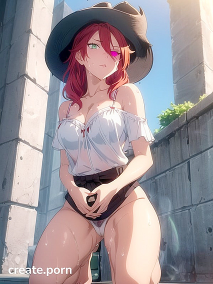 Small Breasts and Off-Shoulder Style in Seductive Green Hentai AI Image