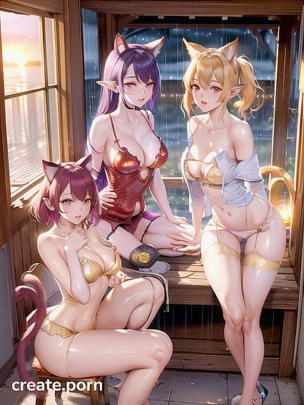 Cat Girl 18+ with Pointy Elf Ears and Massive Ass in Steamy Hentai AI Image