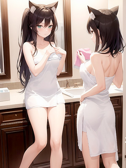 Luxurious Bath Time with High-Res Candid Poses in Sensual Hentai AI Image