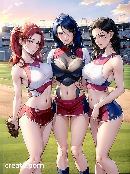 Submissive Harem Girl 18+s Pleasured at the Baseball Stadium in Steaming Hentai AI Image
