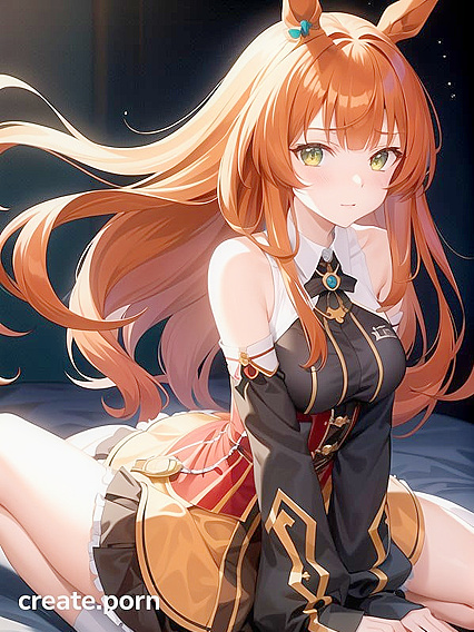 Horny Girl 18+ with Blunt Bangs and Green Eyes Gets Wild in Horse-Eared Hentai AI Image