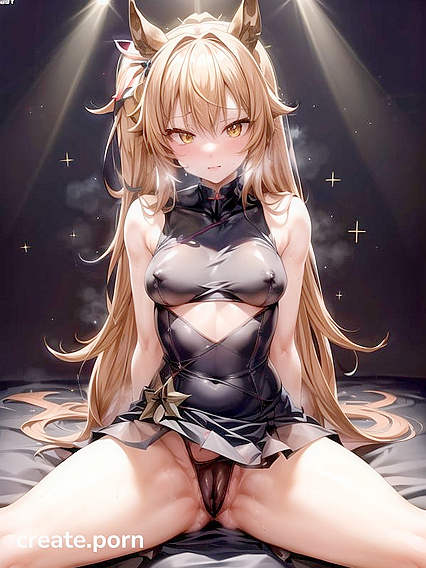 Orange-Haired Beauty in a Dress Exploring Intense Hentai Pleasure
