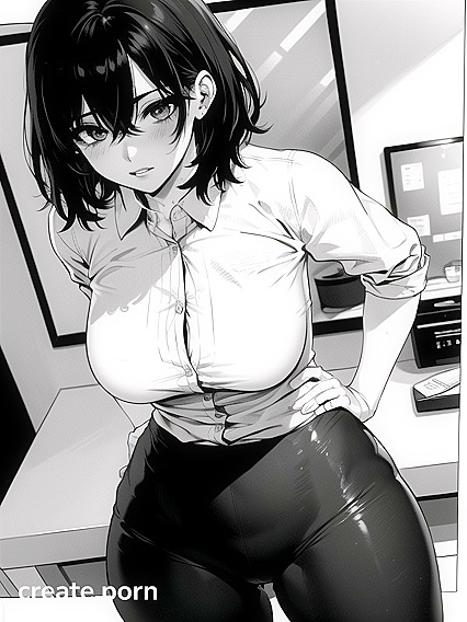 Bust Shot of Seductive Brown-Eyed Beauty with Light Blue Hair in Hentai AI Image