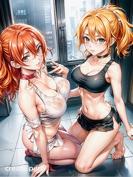 Thick Waist and Seductive Green Eyes in Top-Down Hentai AI Image