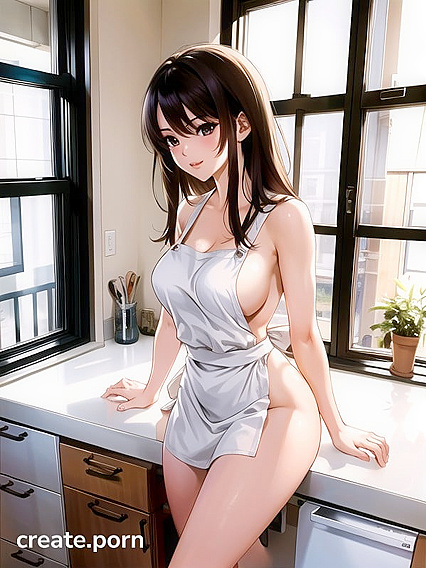 Naked Teen 18+ in Apron Tempts You in Seductive Hentai AI Image
